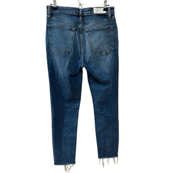 Re/Done 90’s High Rise Ankle Crop Medium Wash Raw Hem Size 29 - Picture 11 of 11